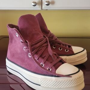 Converse All Star Platform High Top Size 6.5 / Shadowberry / Suede Leather